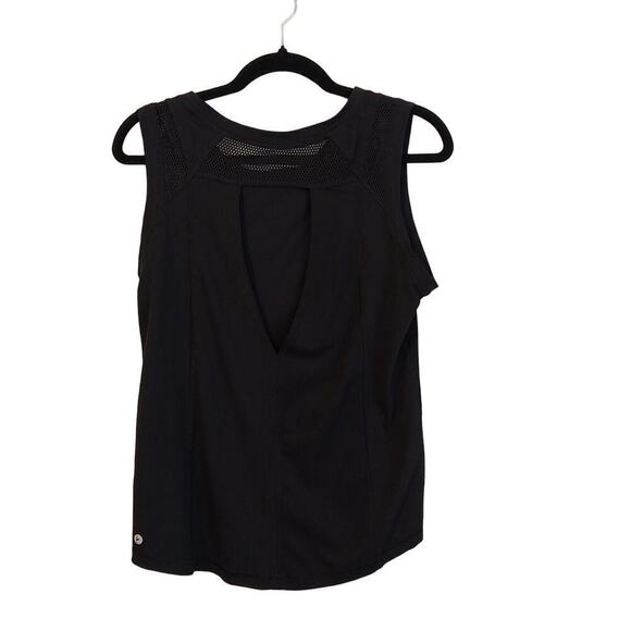 90 Degree by Reflex Yoga Top Size Medium Black Mesh Open Back Workout Active - Picture 8 of 11